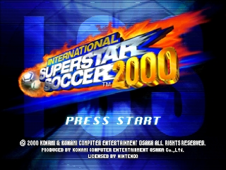 International Superstar Soccer 2000 title screen for Nintendo 64